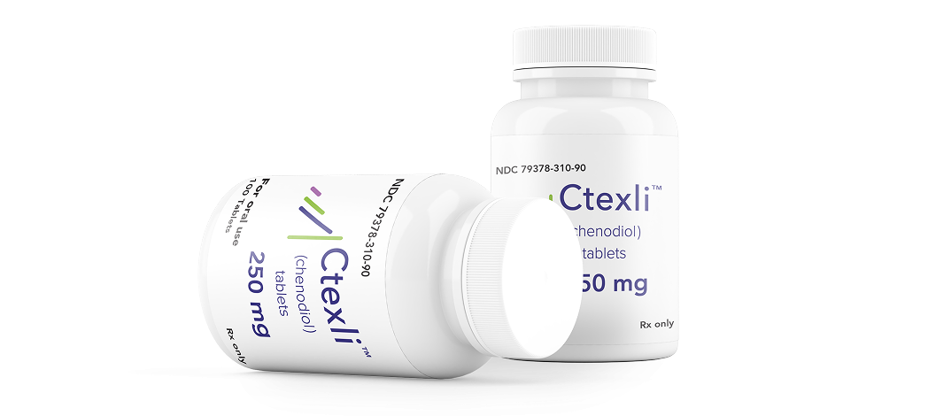 CTEXLI (chenodiol) bottle for 250-mg tablets